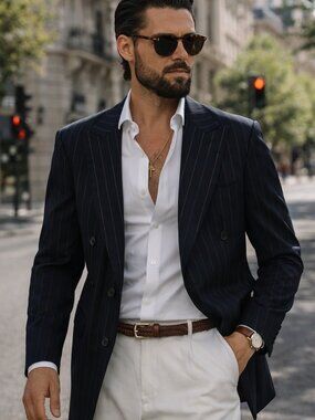 Brooks Brothers Black Pinstripe Wool Blazer 42R Made in USA Classic Tailored